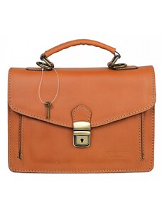 Luksuzna Talijanska torba od prave kože VERA ITALY "Riko", boja konjak, 18x24.5cm