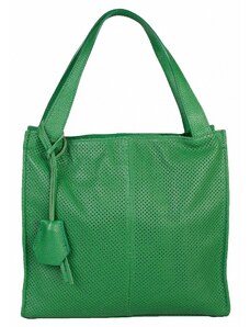 Luksuzna Talijanska torba od prave kože VERA ITALY "Rustikana", boja zelena, 32x34cm