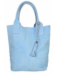 Luksuzna Talijanska torba od prave kože VERA ITALY "Sinewa", boja svijetlo plava, 35x38cm