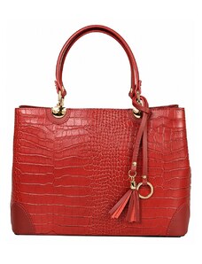 Luksuzna Talijanska torba od prave kože VERA ITALY "Abrila", boja crvena, 24x30cm