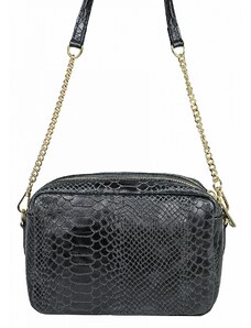Luksuzna Talijanska torba od prave kože VERA ITALY "Troemia", boja crna, 14.5x21cm