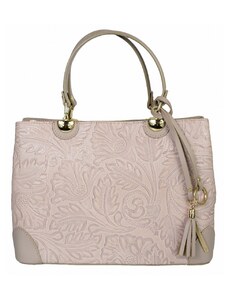 Luksuzna Talijanska torba od prave kože VERA ITALY "Viflora", boja puderasto ružičasta, 24x33cm