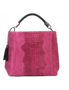 Luksuzna Talijanska torba od prave kože VERA ITALY "Arabisa", boja fuksija, 35x45cm