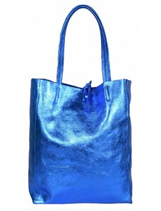 Luksuzna Talijanska torba od prave kože VERA ITALY "Alisma", boja kraljevski plava, 37x36cm