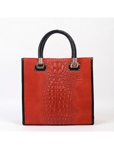 Luksuzna Talijanska torba od prave kože VERA ITALY "Betonika", boja crvena, 30x32cm