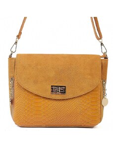 Luksuzna Talijanska torba od prave kože VERA ITALY "Palvi", boja senf, 20x25cm