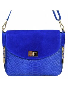 Luksuzna Talijanska torba od prave kože VERA ITALY "Keila", boja kraljevski plava, 20x25cm