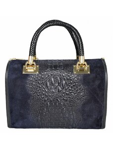 Luksuzna Talijanska torba od prave kože VERA ITALY "Elatiza", boja tamnoplava, 23x30cm