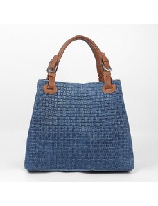 Luksuzna Talijanska torba od prave kože VERA ITALY "Santorina", boja boja traperica, 28,5x30cm