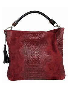 Luksuzna Talijanska torba od prave kože VERA ITALY "Vaza", boja tamnocrvena, 35x45cm