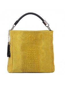 Luksuzna Talijanska torba od prave kože VERA ITALY "Rufina", boja žuta, 35x45cm