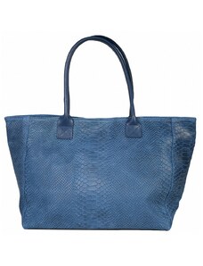 Luksuzna Talijanska torba od prave kože VERA ITALY "Poseka", boja boja traperica, 28x47cm