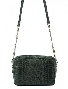 Luksuzna Talijanska torba od prave kože VERA ITALY "Elinora", boja tamno zeleno, 14.5x21cm