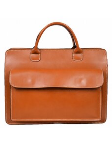 Luksuzna Talijanska torba od prave kože VERA ITALY "Kalin", boja konjak, 30.5x40cm