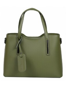 Luksuzna Talijanska torba od prave kože VERA ITALY "Magdalena", boja tamno zeleno, 22x30cm