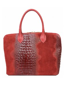 Luksuzna Talijanska torba od prave kože VERA ITALY "Zebrine", boja crvena, 28x40cm