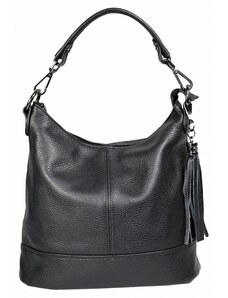 Luksuzna Talijanska torba od prave kože VERA ITALY "Ribeka", boja crna, 25x28cm