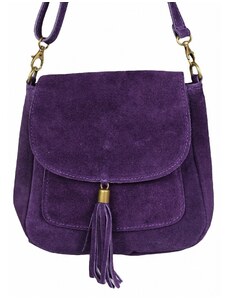 Luksuzna Talijanska torba od prave kože VERA ITALY "Bresha", boja ljubičasta, 20x21cm