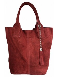Luksuzna Talijanska torba od prave kože VERA ITALY "Katarzina", boja tamnocrvena, 35x38cm
