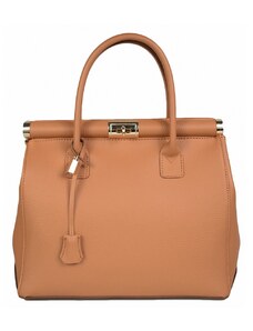 Luksuzna Talijanska torba od prave kože VERA ITALY "Chezena", boja konjak, 27x32cm