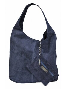 Luksuzna Talijanska torba od prave kože VERA ITALY "Kalmara", boja tamnoplava, 32x35cm
