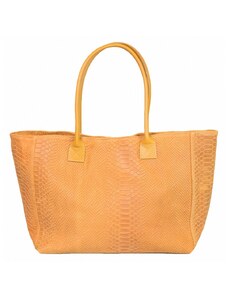 Luksuzna Talijanska torba od prave kože VERA ITALY "Stamatia", boja senf, 28x47cm