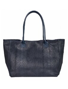 Luksuzna Talijanska torba od prave kože VERA ITALY "Omeda", boja tamnoplava, 28x47cm