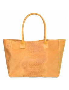Luksuzna Talijanska torba od prave kože VERA ITALY "Gorciza", boja senf, 28x47cm