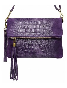 Luksuzna Talijanska torba od prave kože VERA ITALY "Vicci", boja ljubičasta, 17x23cm