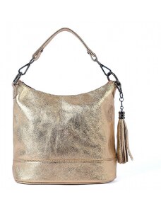 Luksuzna Talijanska torba od prave kože VERA ITALY "Goldesta", boja zlatni, 25x28cm
