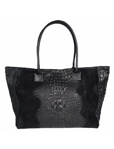 Luksuzna Talijanska torba od prave kože VERA ITALY "Alinda", boja crna, 28x47cm