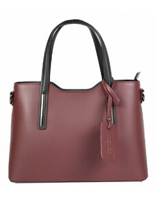 Luksuzna Talijanska torba od prave kože VERA ITALY "Burdena", boja tamnocrvena, 22x30cm