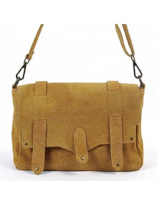 Luksuzna Talijanska torba od prave kože VERA ITALY "Batista", boja senf, 23x28cm