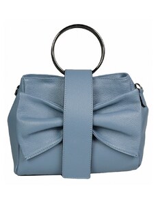 Luksuzna Talijanska torba od prave kože VERA ITALY "Finlandia", boja svijetlo plava, 21x29cm
