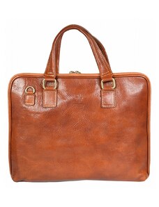 Luksuzna Talijanska torba od prave kože VERA ITALY "Baltimora", boja konjak, 30x39cm