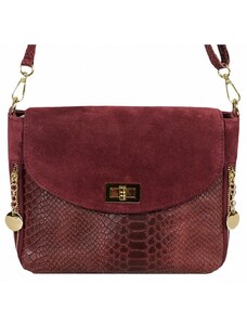 Luksuzna Talijanska torba od prave kože VERA ITALY "Zalba", boja tamnocrvena, 20x25cm