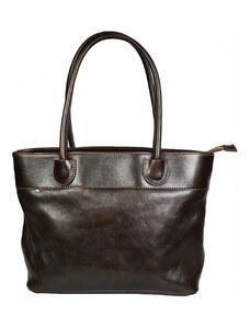Luksuzna Talijanska torba od prave kože VERA ITALY "Kieva", boja tamnosmeđa, 27x42cm