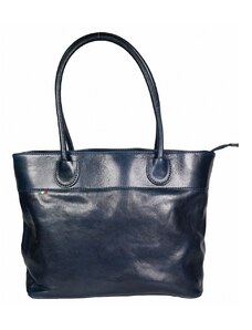 Luksuzna Talijanska torba od prave kože VERA ITALY "Moskowa", boja tamnoplava, 27x42cm