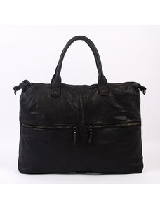 Luksuzna Talijanska torba od prave kože VERA ITALY "Evata", boja crna, 37x47cm