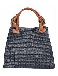Luksuzna Talijanska torba od prave kože VERA ITALY "Brida", boja tamnoplava, 28,5x30cm