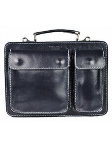 Luksuzna Talijanska torba od prave kože VERA ITALY "Felipe", boja tamnoplava, 23x29cm