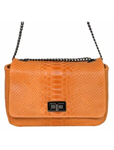 Luksuzna Talijanska torba od prave kože VERA ITALY "Leiza", boja narančasta, 16x21cm