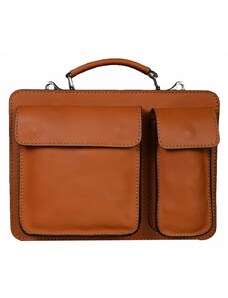 Luksuzna Talijanska torba od prave kože VERA ITALY "Kiril", boja konjak, 23x29cm