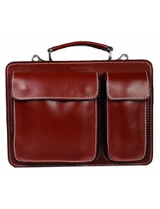 Luksuzna Talijanska torba od prave kože VERA ITALY "Markot", boja crvena, 23x29cm
