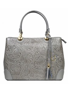 Luksuzna Talijanska torba od prave kože VERA ITALY "Perarda", boja siva, 24x33cm
