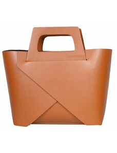 Luksuzna Talijanska torba od prave kože VERA ITALY "Kaiga", boja konjak, 25x35cm