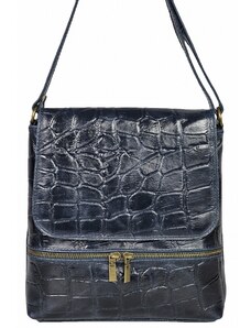 Luksuzna Talijanska torba od prave kože VERA ITALY "Norla", boja tamnoplava, 27x28cm