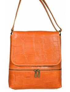 Luksuzna Talijanska torba od prave kože VERA ITALY "Donna", boja narančasta, 27x28cm