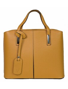 Luksuzna Talijanska torba od prave kože VERA ITALY "Rainoria", boja senf, 26x28.5cm