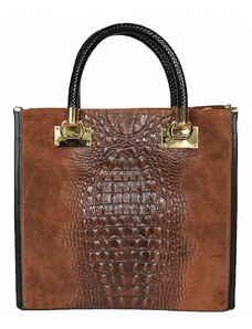 Luksuzna Talijanska torba od prave kože VERA ITALY "Shika", boja čokolada, 30x32cm